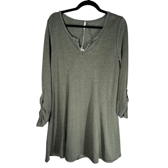 NWT Z Supply Jersey Knit A Line Rolled Sleeve Mini Dress Olive‎ Green Medium - Picture 4 of 8